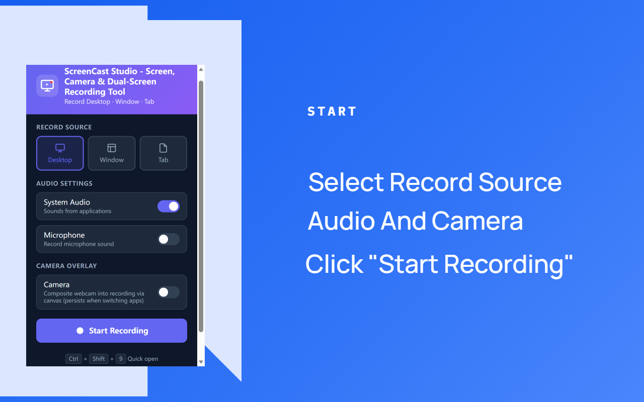 ScreenCast Studio recording interface